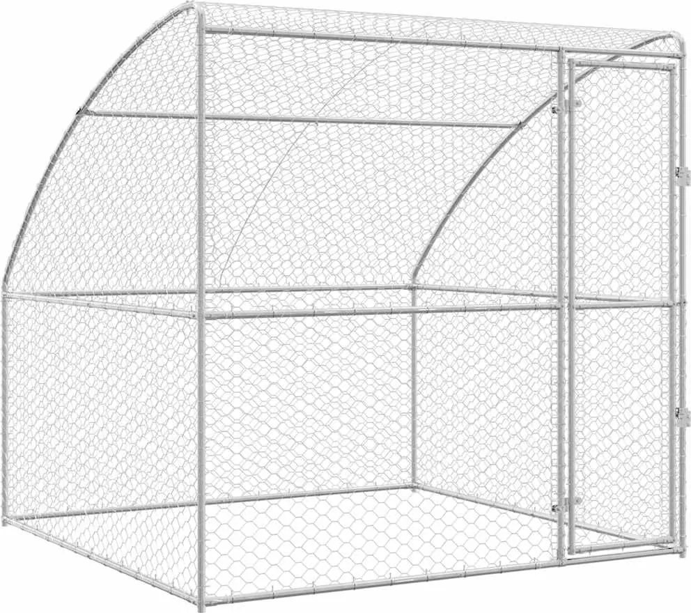 vidaXL Kutyaház tárolóval Ezüst 2 x 2 x 2 m Horganyzott acél