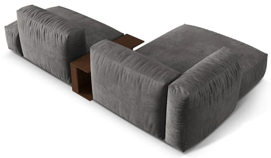 Szürke bársony moduláris sarokkanapé (bal oldali-heverő résszel) Martina – Micadoni