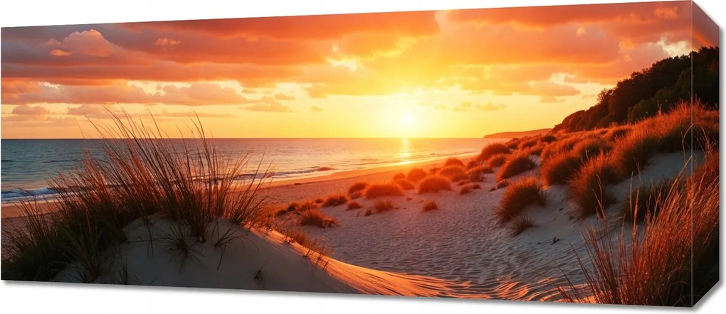 Vászonkép 70x30cm Hálószoba Nappaliba Panoráma Esti strand