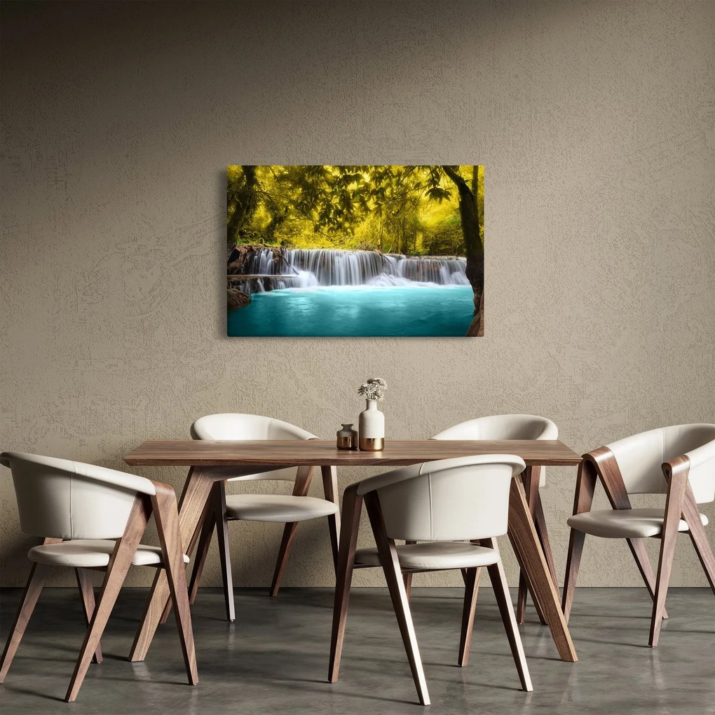Kép - Vízesés, élénk színekkel (90x60 cm)