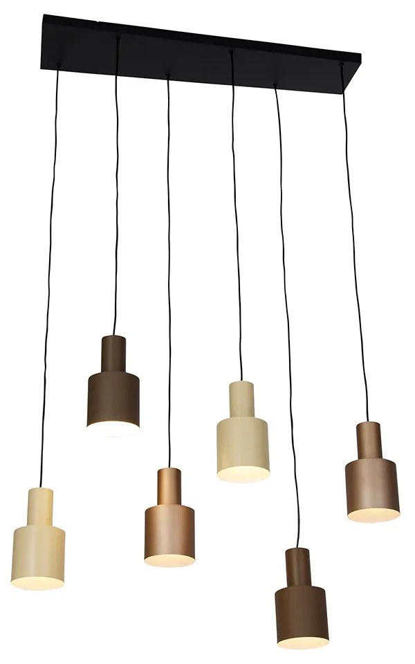 Függőlámpa bronz, taupe és bézs színben, 6 lámpás - Ans