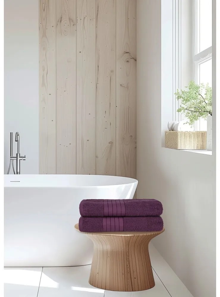 Borvörös frottír pamut fürdőlepedő szett 2 db-os 70x140 cm – Good Morning