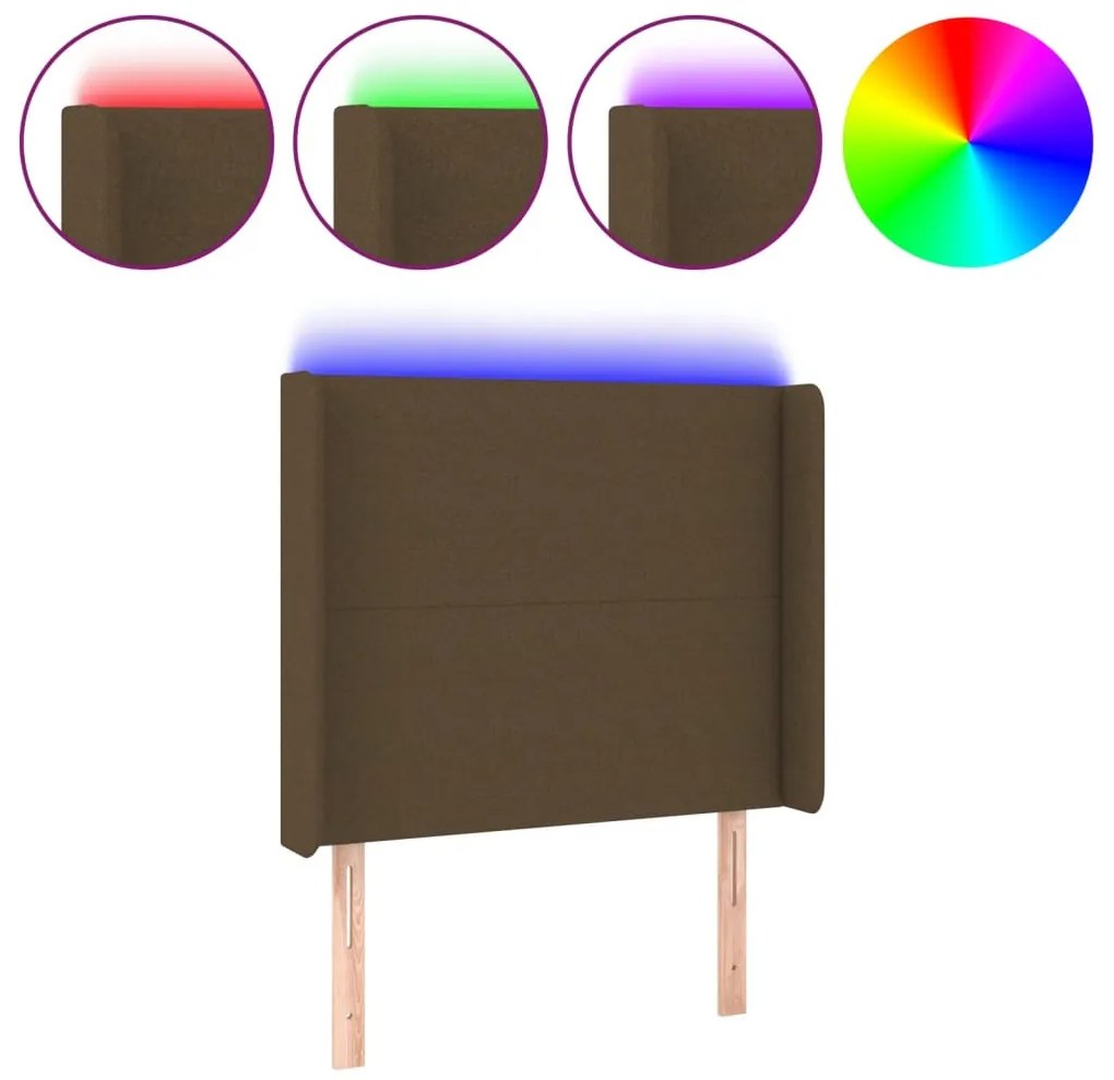 sötétbarna szövet LED-es fejtámla 93x16x118/128 cm
