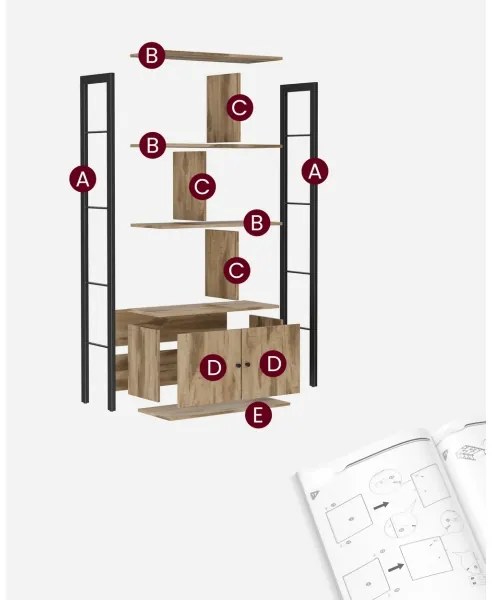 NAVARO könyvespolc barna/fekete