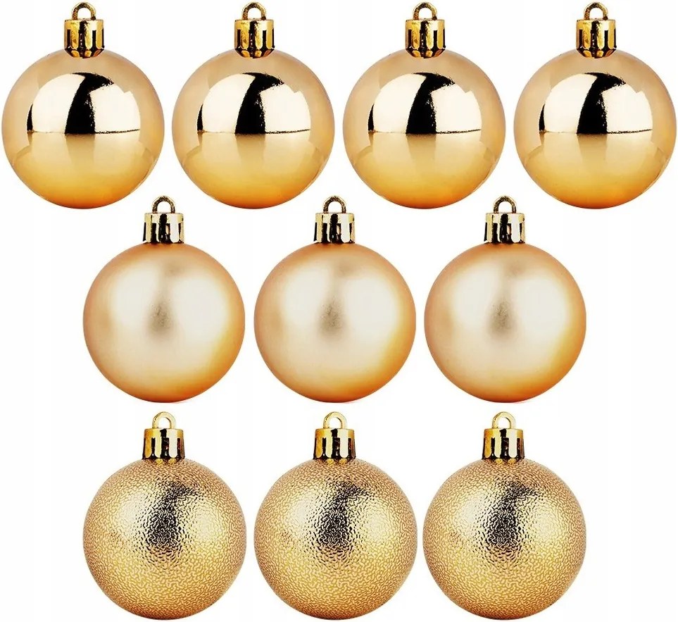 10 db Törhetetlen Arany Karácsonyfadísz Gömb Szett Karácsonyfára