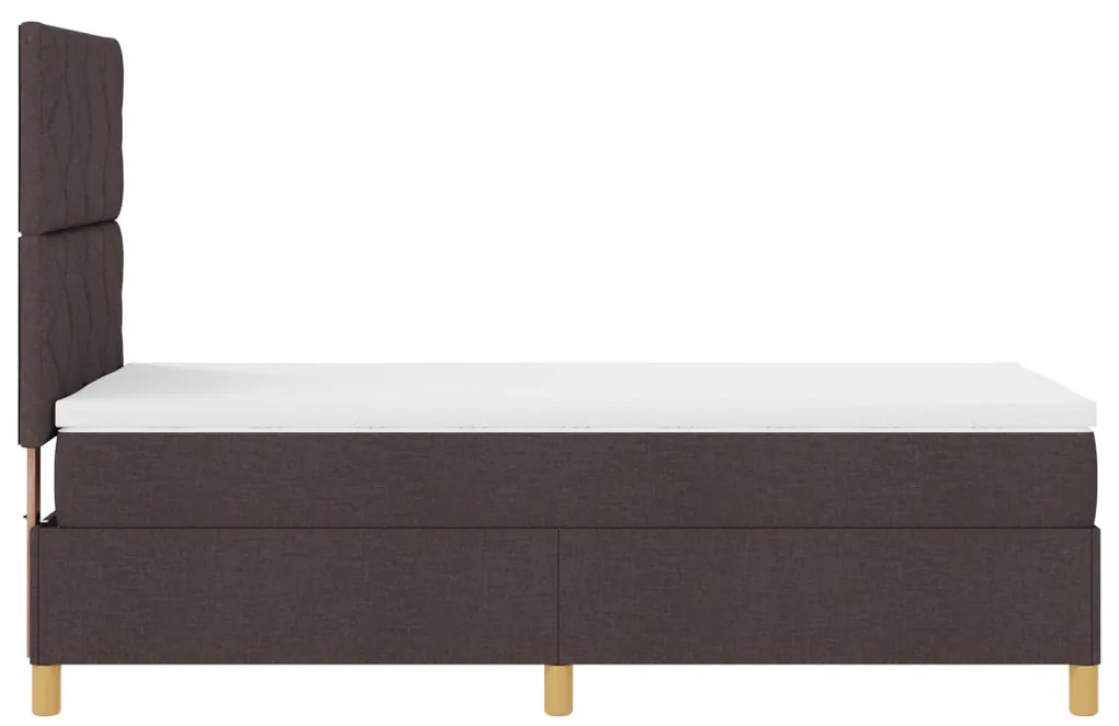Box Spring Ágy Matraccal & LED Sötét Barna 90x200 cm Szövet