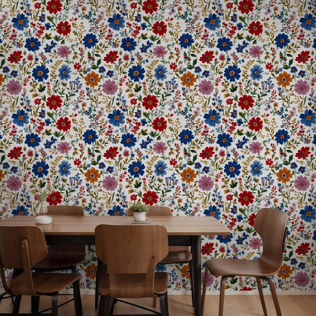 Fotótapéta - Virágok kék-pirosban (147x102 cm)