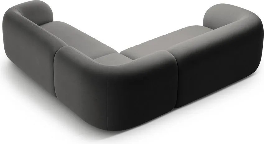 Sötétszürke bársony sarokkanapé Kate – Micadoni