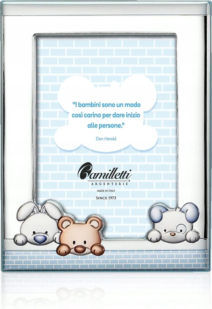 Képkeret plüssökkel Méret: 10x15 cm Szín: Kék