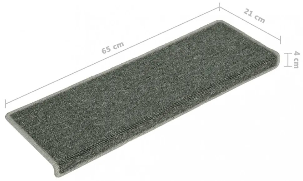 15 db zöld lépcsőszőnyeg 65x21x4 cm