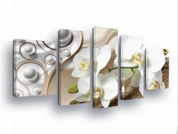 Vászonkép 170x100 Fehér orchideák moduláris elegancia nyugalom virág motívum