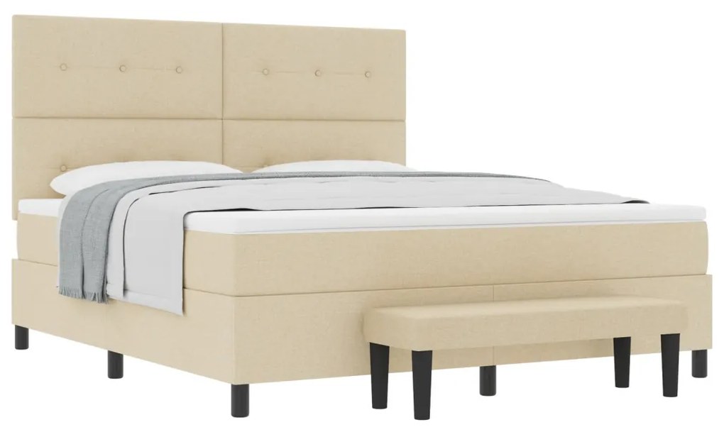 Box Spring Ágy Matraccal és Padlással Krém 180x200 cm Szövet