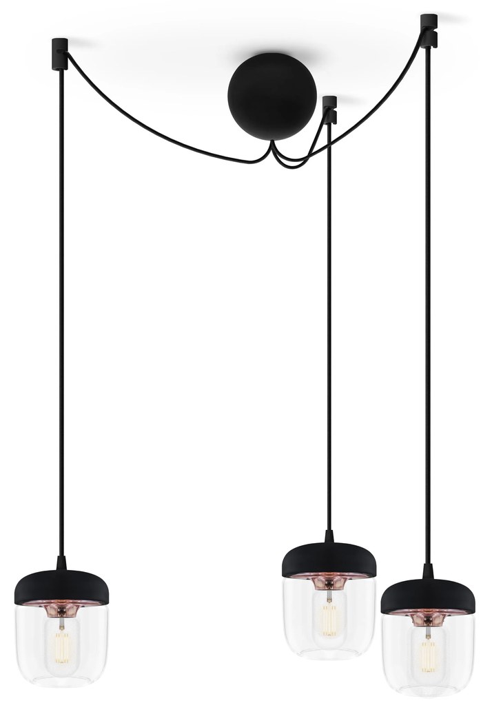 Lámpabúra függeszték Cannonball black cluster 3 Ø 12cm L 2,5 m - UMAGE