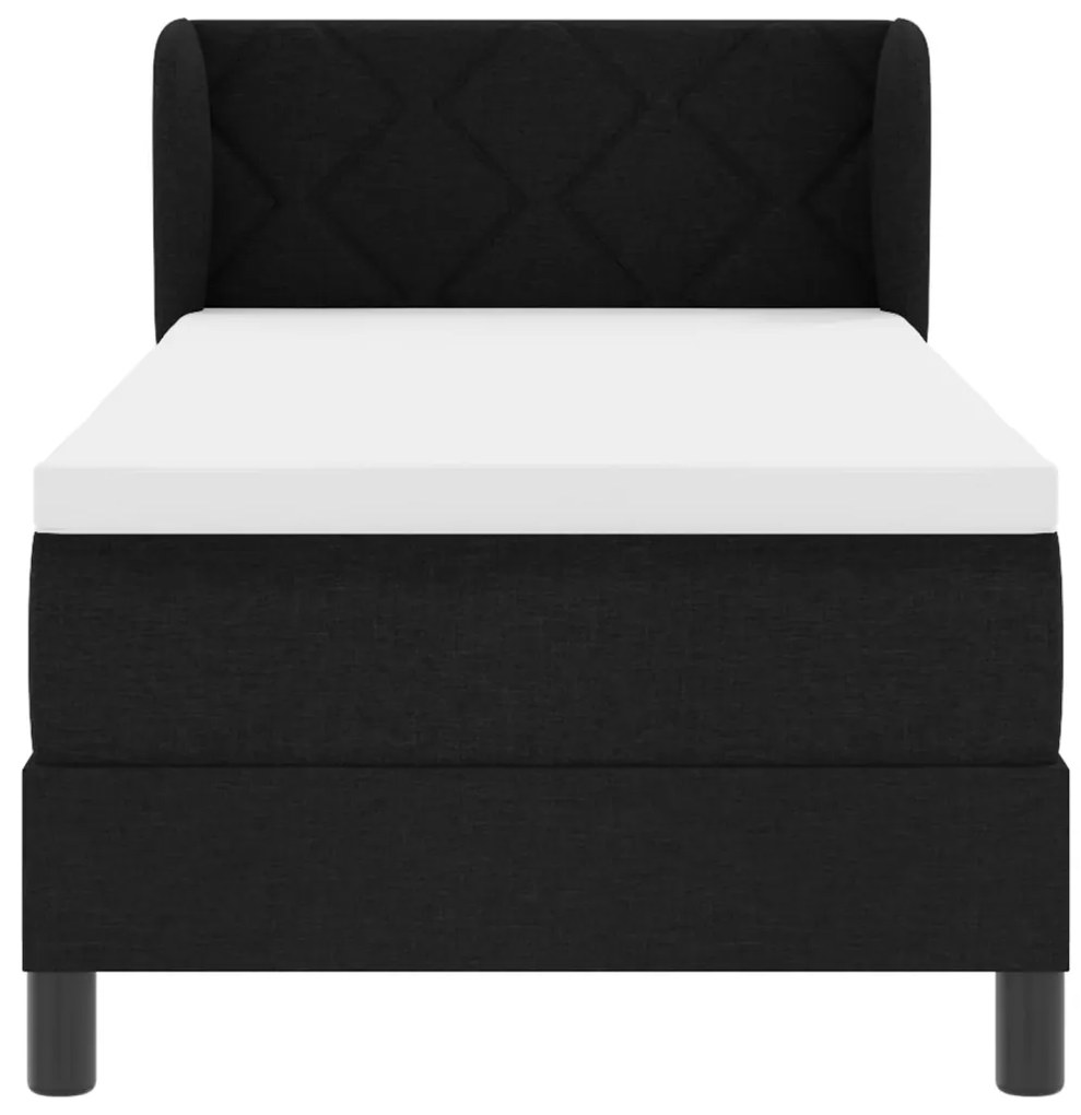 Boxspring Ágy Matrac Fekete 80x200 cm Szövet