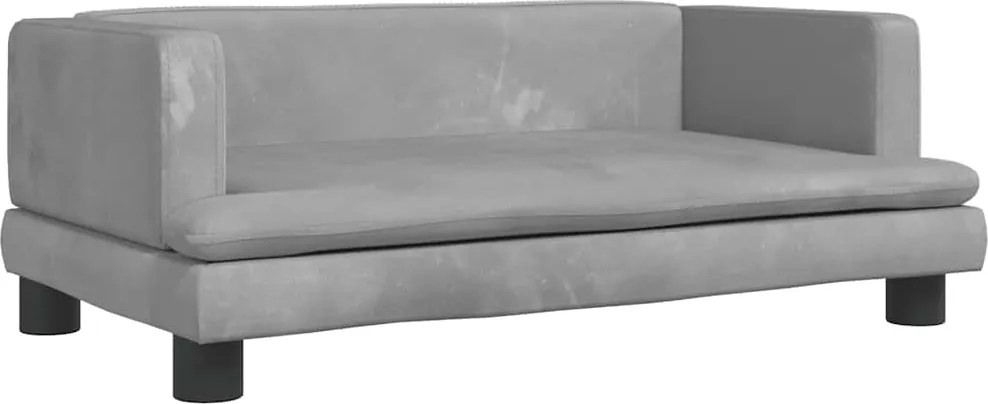 vidaXL világosszürke bársony gyerekkanapé 80 x 45 x 30 cm
