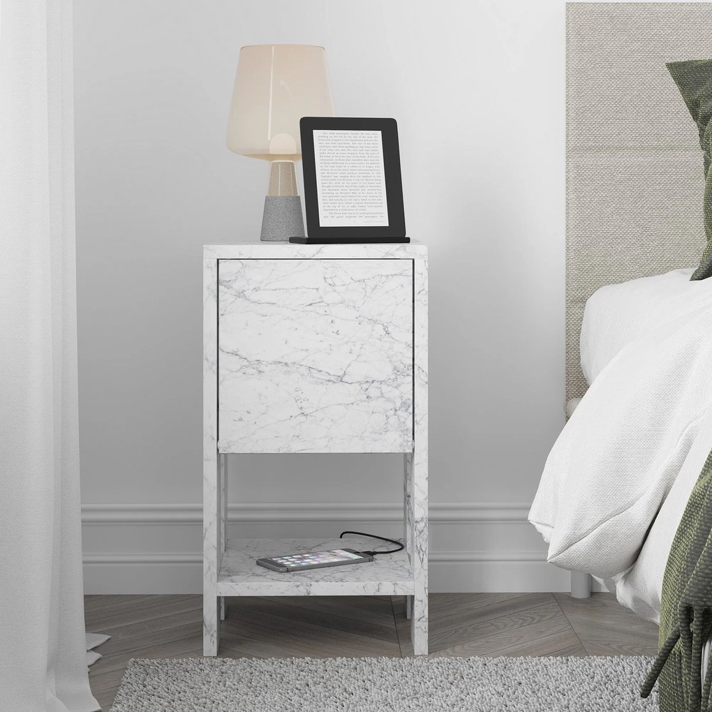 Éjjeliszekrény Ema - Carrara Marble