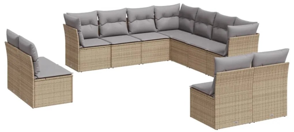 vidaXL 11 részes bézs polyrattan kerti ülőgarnitúra párnákkal