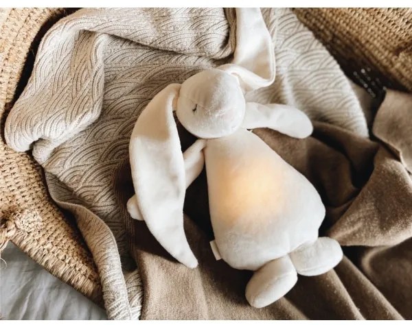 Moonie - Snuggle buddy dallammal és világítással nyuszi 2.0 organic homokos