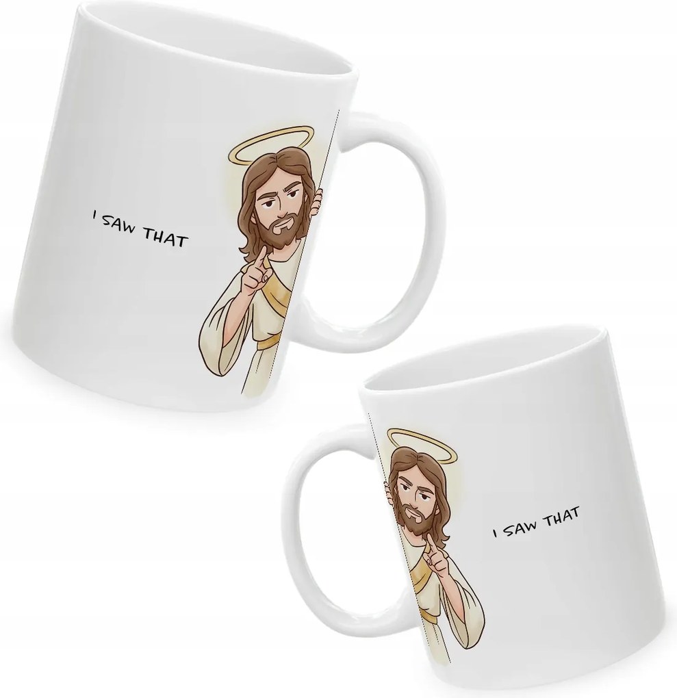Nyomott mintás bögre I Saw That Jézus vicces mém vicces ajándék isteni bögre