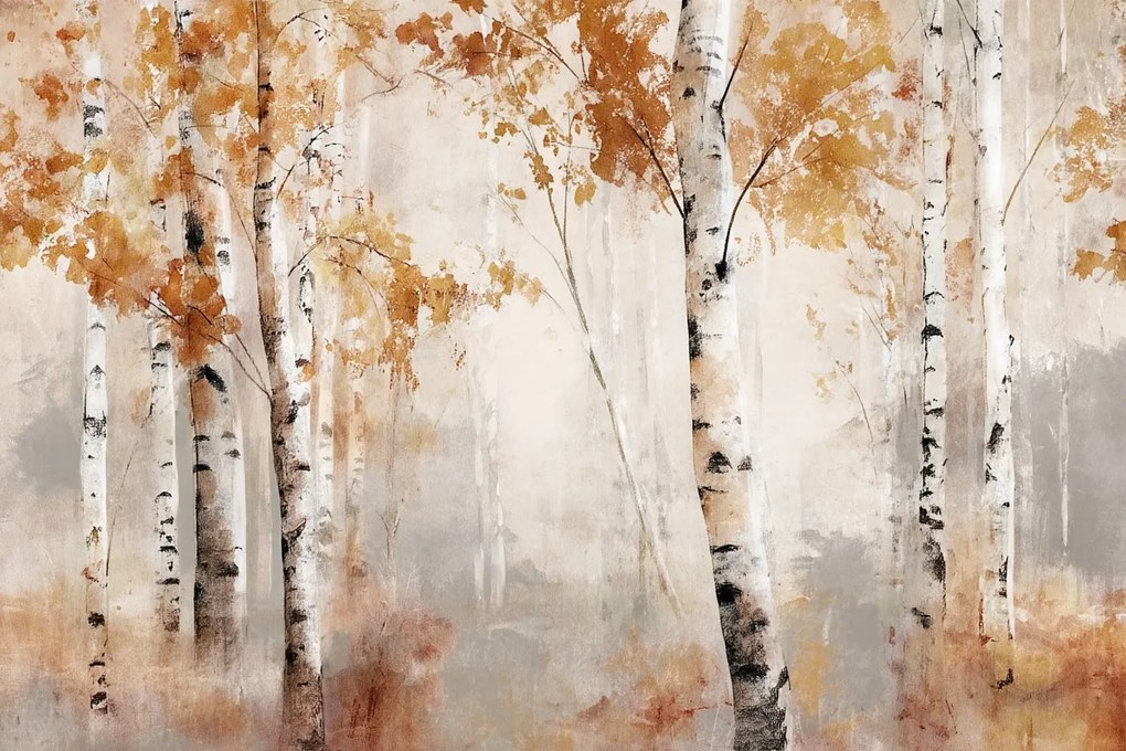 Fotótapéta Flizelina Természet Erdő Park Nyírfák Ősz 104x70,5 ragasztó