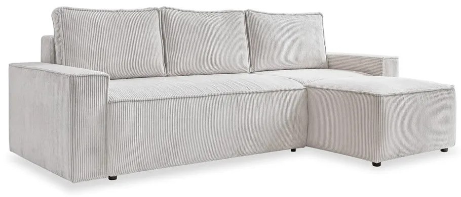 Fehér kordbársony kinyitható sarokkanapé (variálható) Brave Dave – Miuform