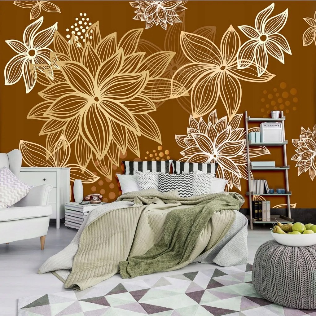 Vinil fotótapéta Virágok Levelek 368 x 254cm Ragasztó a csomagolásban