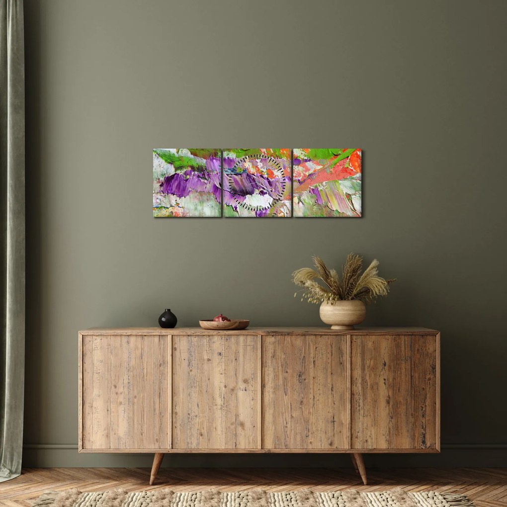 Absztrakció kép - festmény (órával) (90x30 cm)