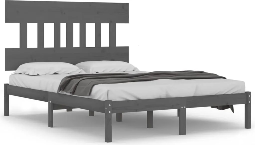 vidaXL szürke tömör fa ágykeret 200 x 200 cm
