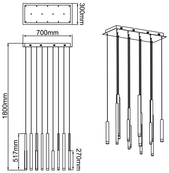 Brilliant -LED fényerőszabályozható kábellel függesztett CEMBALO csillár LED/60W/230V króm/fekete/barna