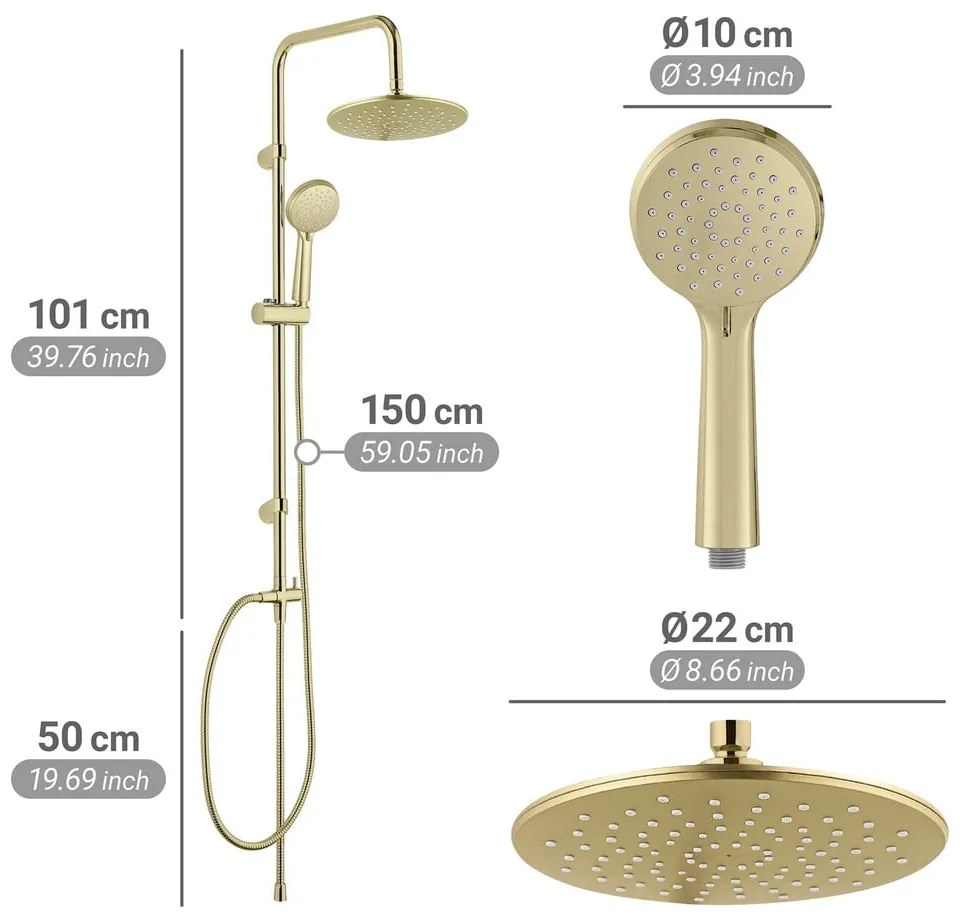 Matt aranyszínű rozsdamentes acél zuhanyszett 101 cm Young Line – Wenko