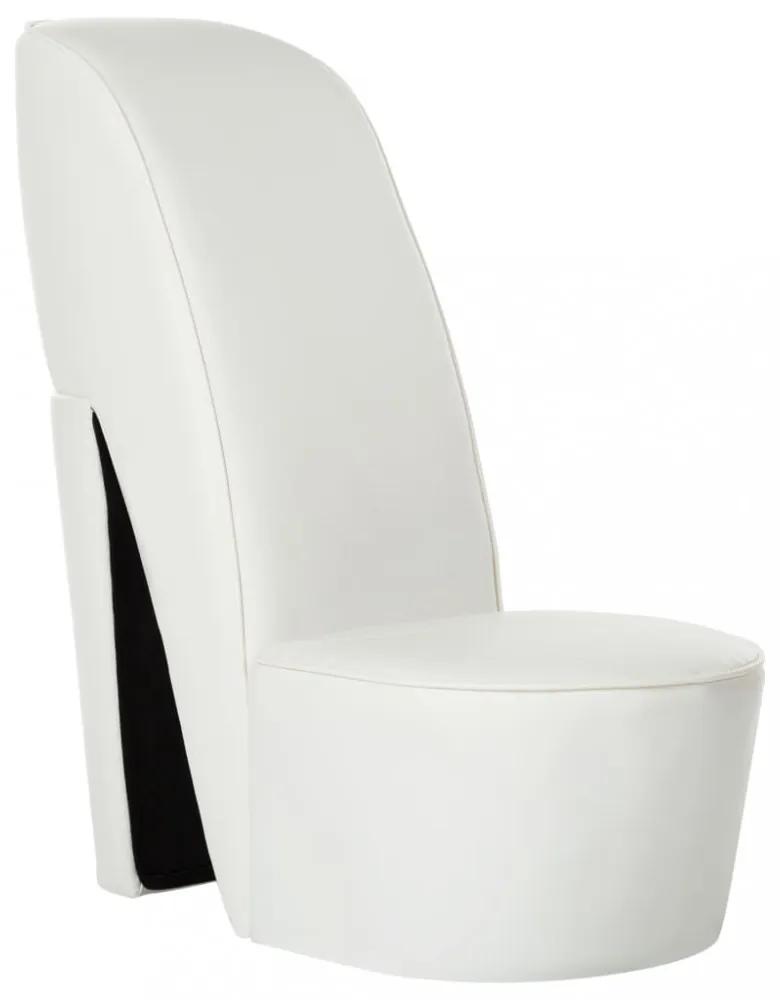 Fehér magas sarkú cipő formájú műbőr szék
