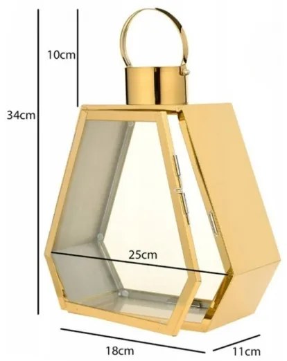 34 cm-es dekoratív lámpás, aranyszínű