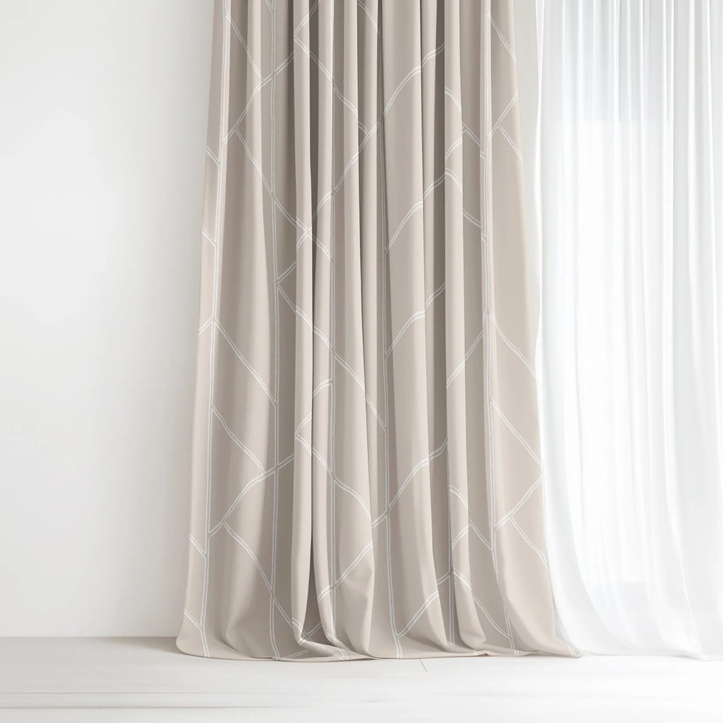 Goldea pamut függöny - geometriai vonalak lattén 200x150 cm