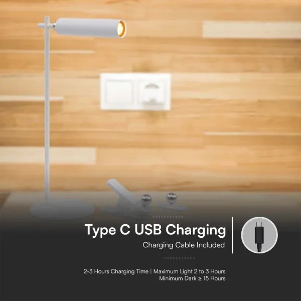 LED Dimmelhető mágneses asztali lámpa LED/3W/5V 4000K 1500 mAh fehér