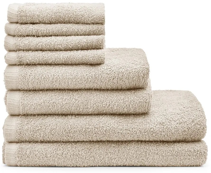 Bézs gyorsan száradó pamut törölköző és fürdőlepedő készlet 8 db-os Quick Dry – Catherine Lansfield