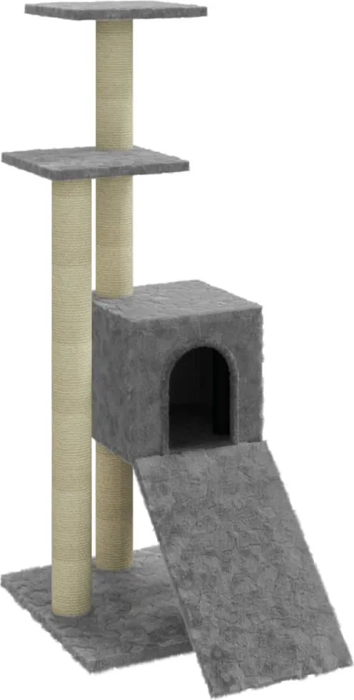 vidaXL világosszürke macskabútor szizál kaparófákkal 92 cm