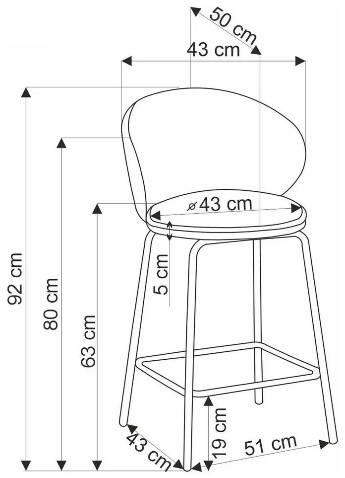 Ava bárszék, szürke