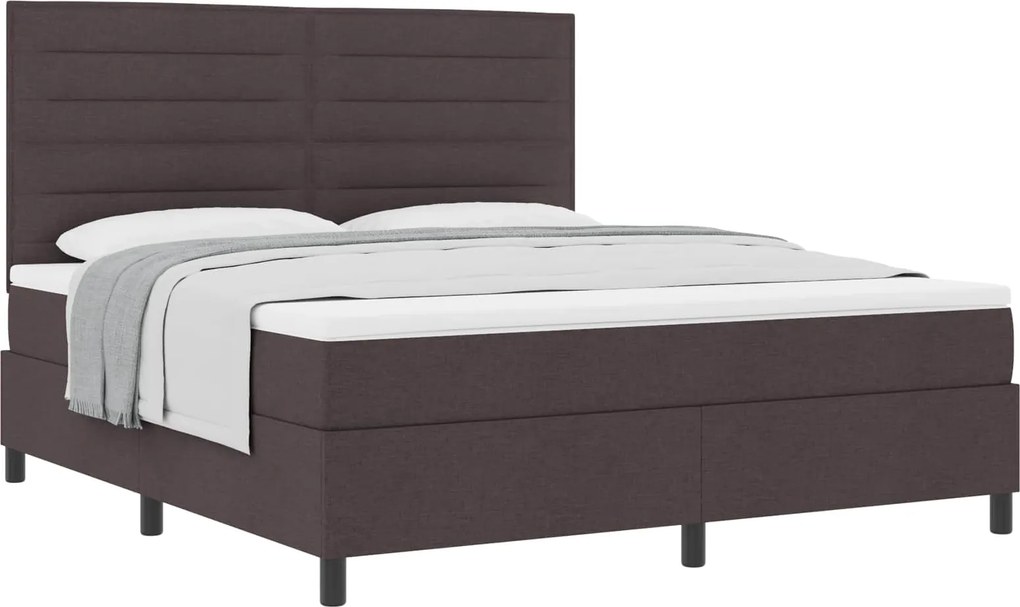 vidaXL Boxrugós ágy matracmal Sötét Barna 180 x 200 cm szövet
