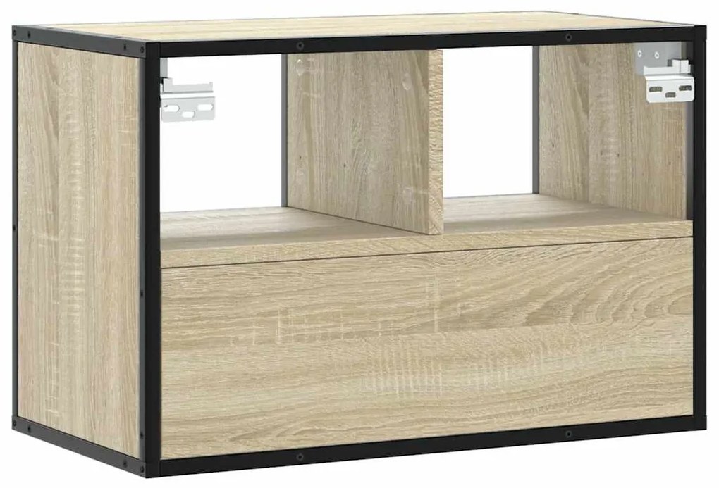 sonoma tölgy színű szerelt fa és fém TV-szekrény 60x31x39,5 cm