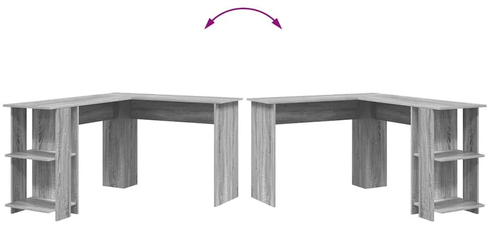 vidaXL Sarokíróasztal Szürke Sonoma 140 x 113,5 x 75 cm Faanyag
