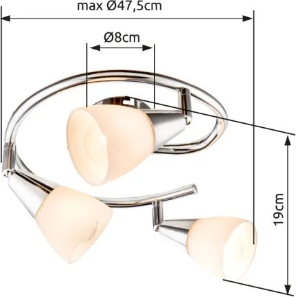 Globo 54919-3 Spot króm, üveg fehér, ø: 475, H:110, exkl. 3xE14 40W 230V