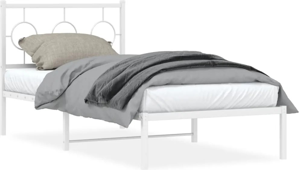 vidaXL fehér fém ágykeret fejtámlával 90x190 cm