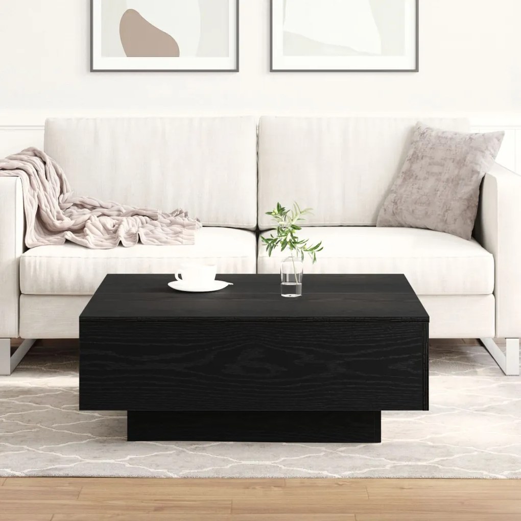 Fekete Tölgy Kávézóasztal 80x80x31 cm Műgyanta