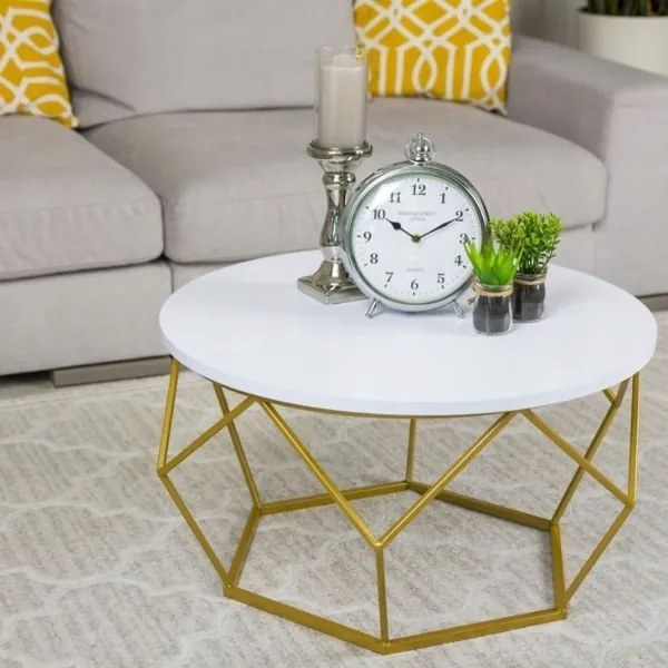 DIAMOND konferencia asztal 40x70 cm arany/fehér