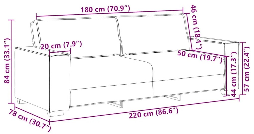 3 személyes, felhőszürke szövetkanapé 180 cm