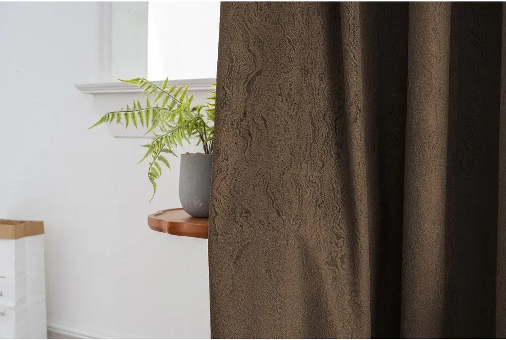 Sötétítő függöny DUNES VELVET 140x250 cm, barna Felfüggesztés: Fém gyűrűk