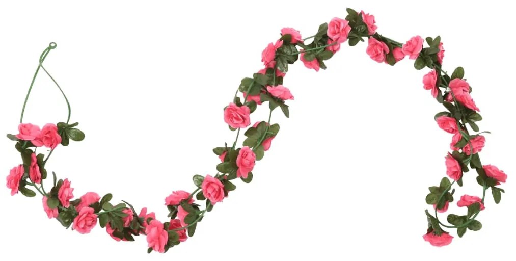 6 db piros rózsaszín karácsonyi virágfüzér 240 cm