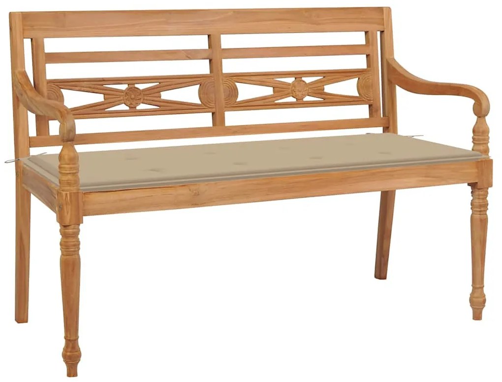 tömör tíkfa Batavia pad bézs párnával 120 cm