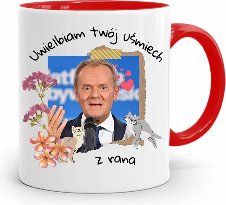 Donald Tusk Piros Bögre Platform Ajándék fényképes nyomtatással