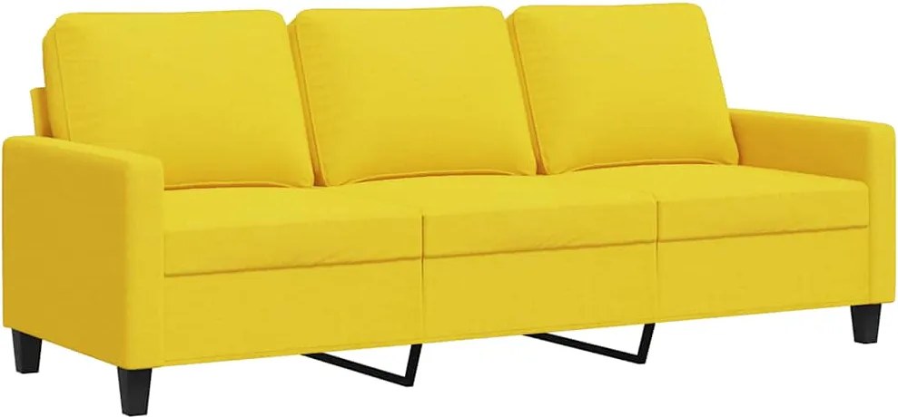 vidaXL 3 személyes világossárga szövet kanapé 180 cm